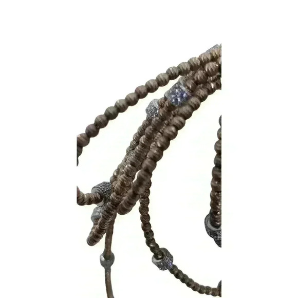 Lisa Robertson 18k Gold On 925 Sterling Silver Necklace Rhinestone Beads Long - Picture 13 of 15